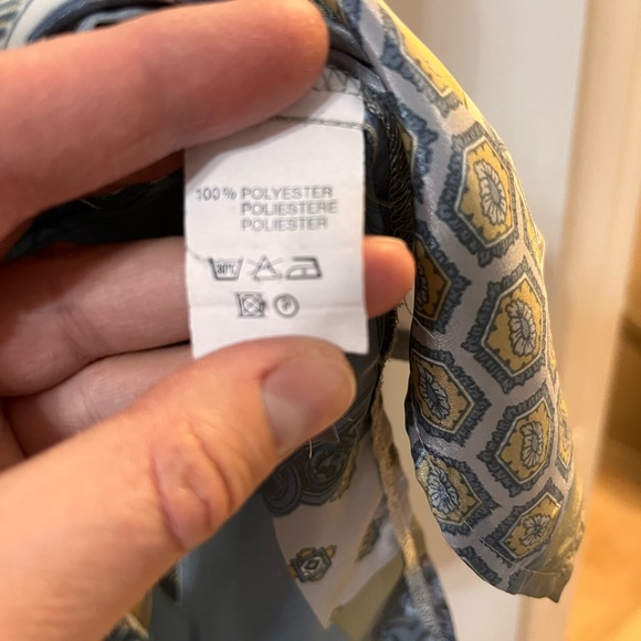 Satin Blue Button Down Shirt withh Flo Print - Picture 4 of 8